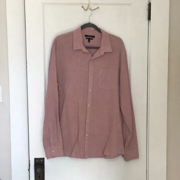 Marc Anthony Shirts | Marc Anthony Linen Cotton Blend Luxury Slim Fit Dress Shirt Xl | Color: Pink/White | Size: Xl | Okoraf's Closet